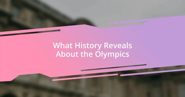 What History Reveals About the Olympics