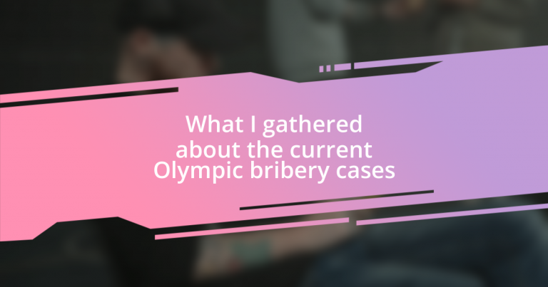 What I gathered about the current Olympic bribery cases