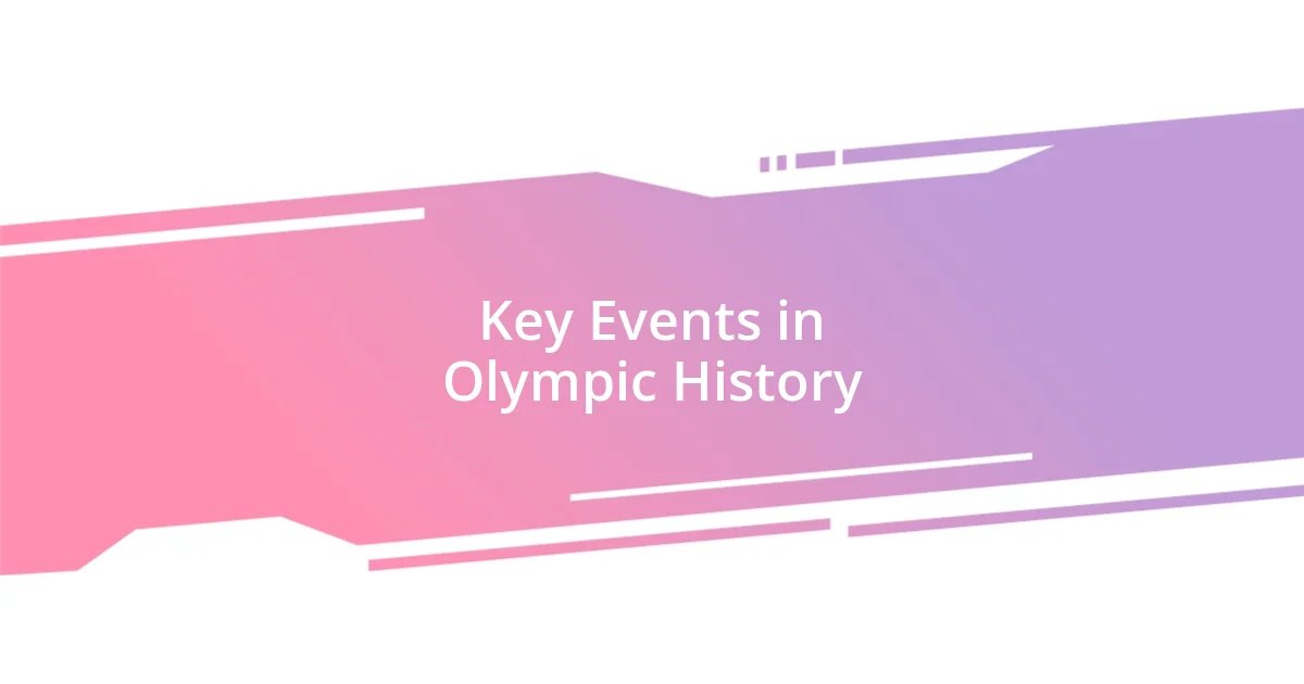 Key Events in Olympic History